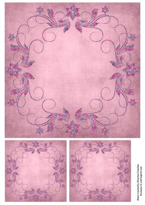 Pink Metallic Floral Swirl Frame Background