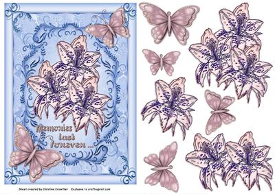 Memories Last Forever -  Lilies & Butterflies in Pink & Blue