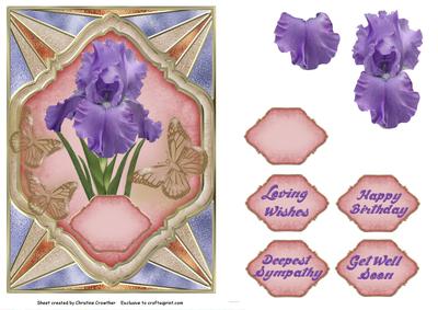 Iris on Stained Glass - Any Occasion with Sentiments