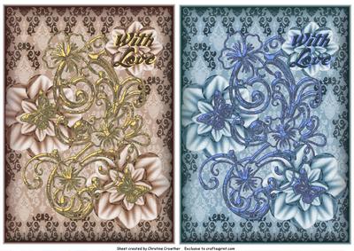 With Love Floral Swirl Card Fronts