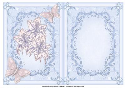 Memories Last Forever Insert Lilies & Butterflies Pink Blue