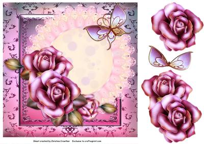 Pink Roses and Butterfly Any Occasion Card