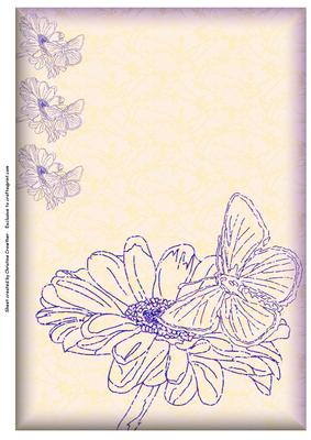Butterfly Kiss Background in Cream and Purple
