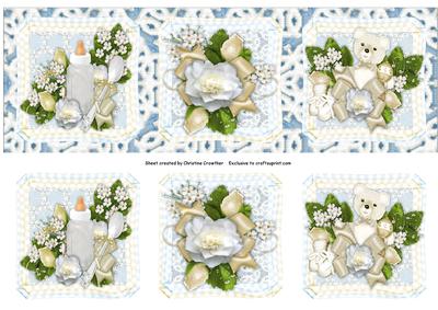 Baby Boy Clusters Triptych Large Dl Card