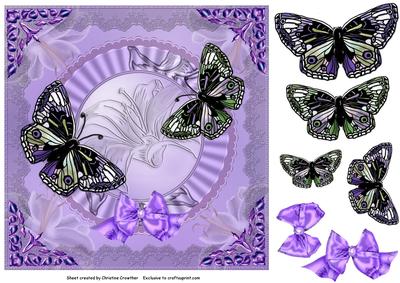 Lilac Lilies and Butterflies Any Occasion Card