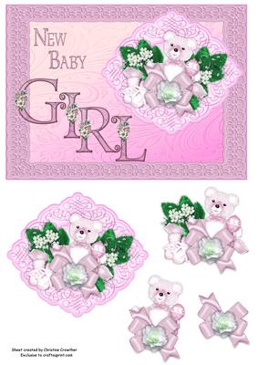 Pink Teddy and Lace for New Baby Girl