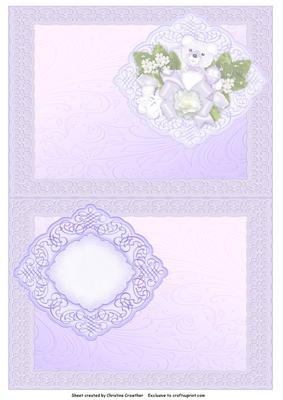 Lilac Teddy and Lace Insert for New Baby Girl