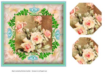 Vintage Floral Roses with Octagonal Pyramid