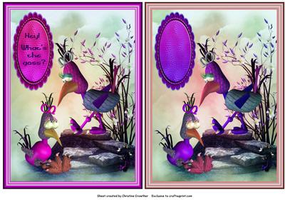 Crazy Birds What's the Goss? Two Quick Card Fronts