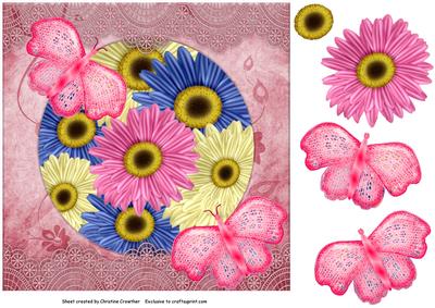 Gerberas and Lace Framed in Pink