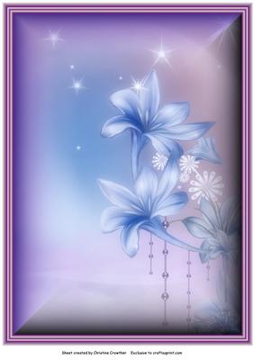 Fantasy Flowers Background in Blue