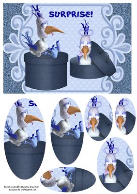 Blue Crazy Birds Surprise Double Pyramid