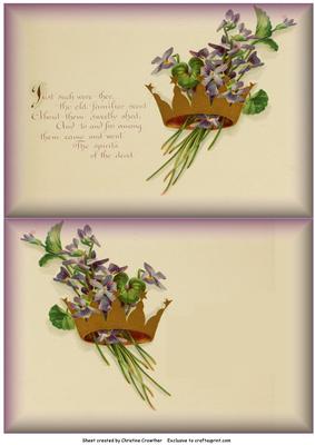Scent of Violets Vintage Sympathy Insert with Verse