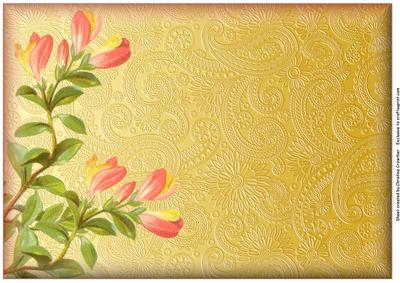 Shrubby Milkwort on Golden Paisley Background