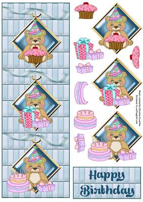 Little Birthday Bears Blue Large Dl Step by Step