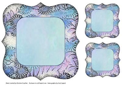 Floral Bracket Frame Background and Tags - Blue and Lilac