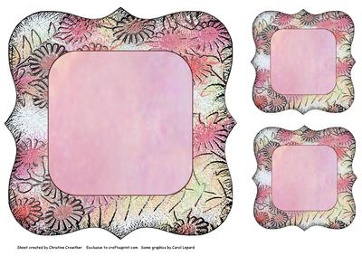 Floral Bracket Frame Background and Tags - Peach and Pink