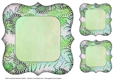 Floral Bracket Frame Background and Tags - Green and Green