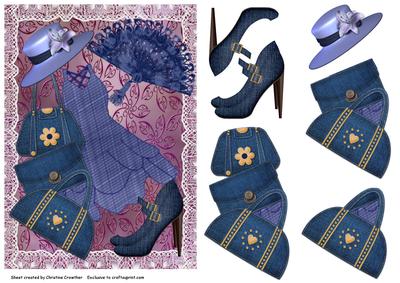Handbags and Gladrags - Denim on Pink Swirls