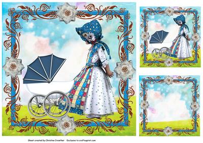 Bonnet Girl Summer Walk - Any Occasion Card