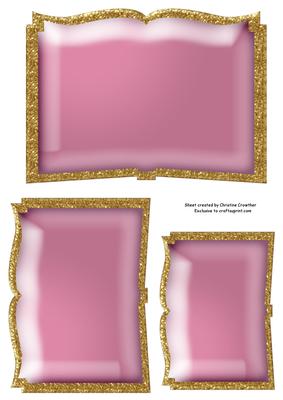 Triple Book Layers Background - Gold Edged Pink Glass