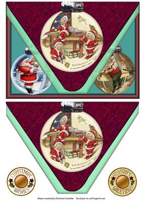 Vintage Santa's Workshop Faux Envelope Quick Card
