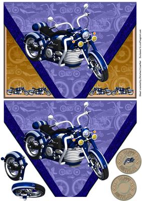 Motorbike Birthday Faux Envelope