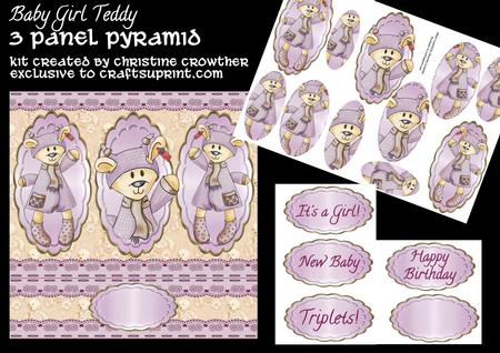 Baby Girl Teddy 3 Panel Pyramid Mini Kit