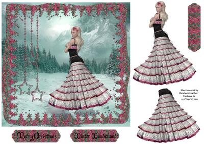 Winter Wonderland - Girl in Glitter Framed Winter Scene