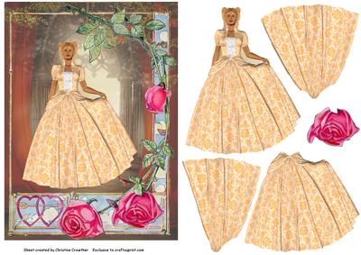 Peach Princess in Vintage Rose & Heart Frame