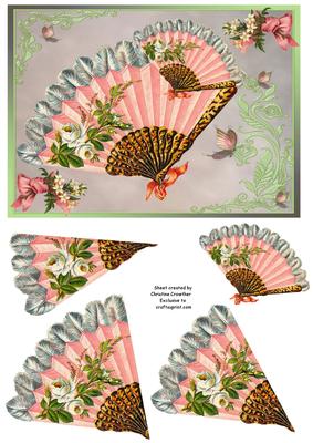 Vintage Fan with Flowers