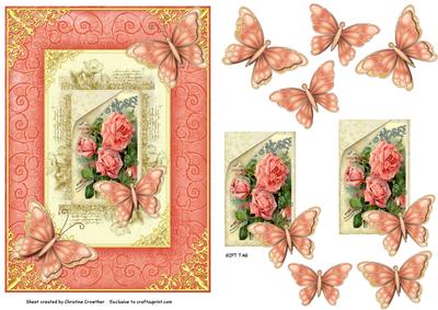 Vintage Seed Packet - Roses with Butterflies Card + Gift Tag