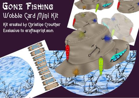 Gone Fishing Hat Topped Wobble Card Mini Kit