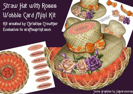Rose Straw Hat Topped Wobble Card Mini Kit