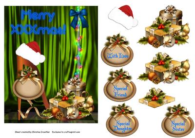 Merry Xxxmas Shoe with Gifts and Hat