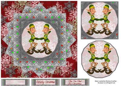 Strictly Christmas - Eight Point Star Framed Cha Cha Elves