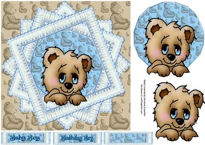 Baby Boy - Eight Point Star Framed Teddy