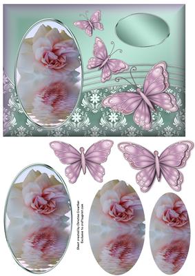Rose Reflection Cameo with Butterfly Decoupage