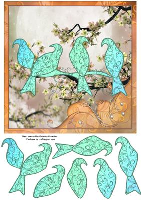 Four Fantasy Love Birds