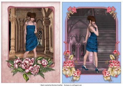 Framed Ladies in Blue - Two Quick Card Fronts