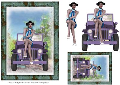 Country Assignment - a Girl and Her Jeep - Card and Gift Tag