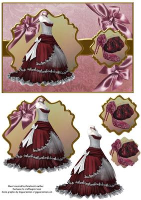 Princess Gown Bag & Shoes Ornate Mat Decoupage & Pyramid