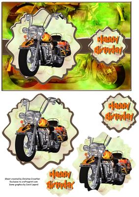 Happy Birthday Biker Ornate Mat Double Pyramid