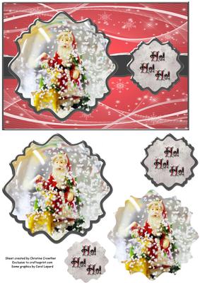 Vintage Santa Snowglobe Ornate Mat Double Pyramid