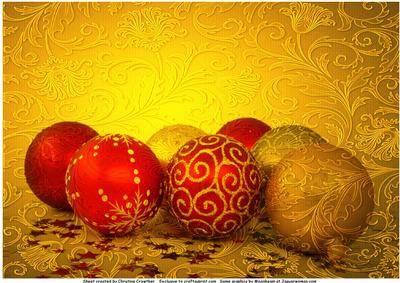 Christmas Baubles on Golden Background