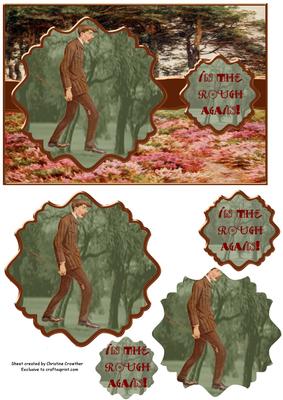 In the Rough Again! Vintage Golfer Ornate Mat Double Pyramid
