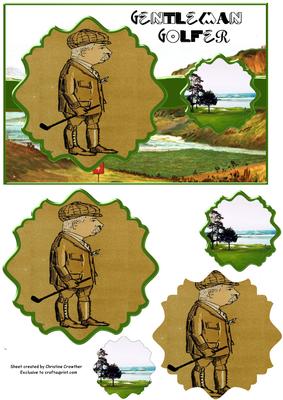 Gentleman Golfer Ornate Mat Double Pyramid