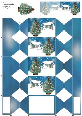Christmas Tree Snow Scene Cracker Box with Gift Tag