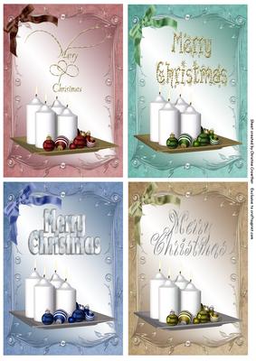 4 Christmas Candle Toppers - Soft Pastels