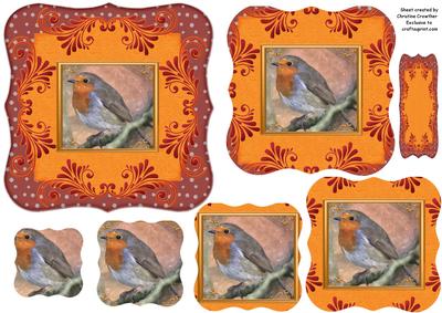 Robin Redbreast Bracket Pyramid Topper with Blank Sentiment